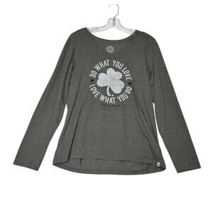 Life is Good Do What You Love Love What You Do Long Sleeve Tee Gray Womens Large